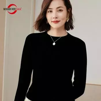 Женский свитер из 100% мериносовой шерсти, СОВРЕМЕННЫЙ НОВЫЙ кашемировый свитер SAGA, вязаный пуловер, зимний теплый женский джемпер, вязаный топ