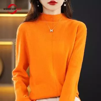 Женский свитер из 100% шерсти, водолазка, СОВРЕМЕННЫЙ НОВЫЙ вязаный пуловер SAGA, зимние теплые джемперы, женский вязаный топ с длинным рукавом S бежевый