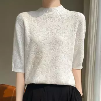 Женский свитер из камвольной шерсти из тутового шелка, кашемир Цинхэ, 50% шерсть, 50% тутовый шелк, зимний вязаный пуловер, осенний свитер, кашемировый свитер L розовый