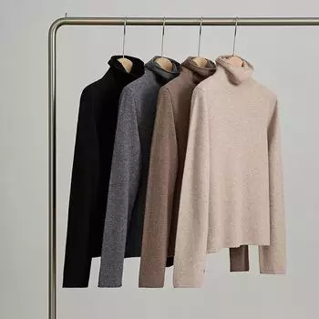 Женский свитер из мериносовой шерсти с высоким воротником - элегантный топ на осень/зиму M-110 catties чёрный