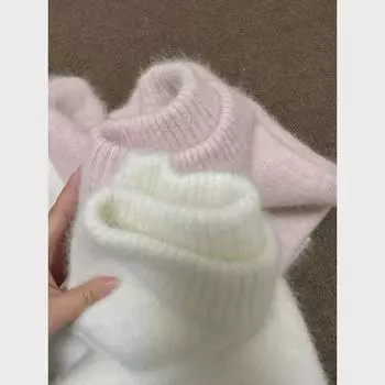 Женский свитер из мохера осень/зима 2024 года — толстый, мягкий, розовый, свободный и облегающий Small белый