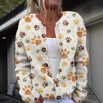 Женский свитер кардиган с круглым вырезом и длинным рукавом с 3D-цветочным узором на пуговицах трикотажная куртка утолщенная теплая осенне-зимняя топы XXXL светло-розовый