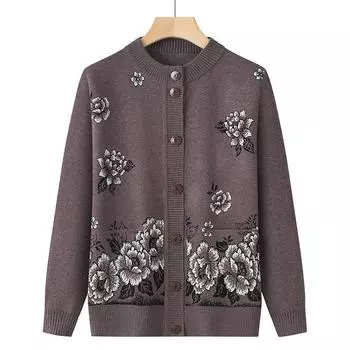 Женский свитер-кардиган с круглым вырезом на весну и осень, свободный и уютный 4XL