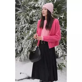 Женский свитер-кардиган с металлическими пуговицами, облегающий, классический, с круглым вырезом, осень/зима 2024 года S серый