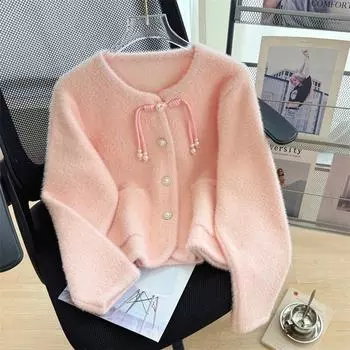 Женский свитер-кардиган с пуговицами на осень и зиму average size