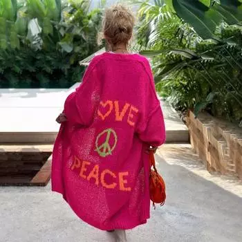 Женский свитер, куртка, легкий термовязаный кардиган, однотонный, с длинным рукавом, элегантное пальто для повседневной носки, работы, шопинга M абрикосовый