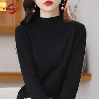 Женский свитер MODERN NEW SAGA, зимние мягкие теплые шерстяные свитера, вязаный пуловер, водолазка, осенний женский джемпер, вязаный топ S белый