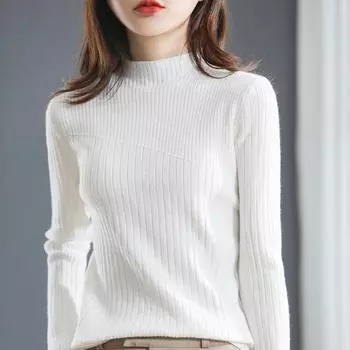 Женский свитер, модный вязаный пуловер с длинным рукавом, осенне-зимний мягкий теплый шерстяной свитер L серый