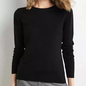 Женский свитер Мягкий свитер с длинным рукавом и круглым вырезом Повседневный свитер для зимы S синий
