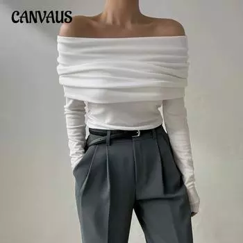 Женский свитер на одно плечо Temperament без бретелек, тонкий, с запахом, вязаный свитер S белый