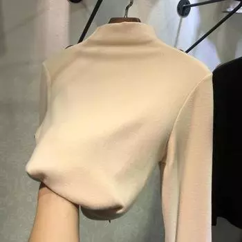 Женский свитер, нижняя рубашка, повседневная осенне-зимняя двухсторонняя бархатная футболка с высоким воротником 3XL