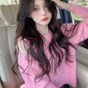 Женский свитер, осень 2022, новый дизайн Sense Career Machine с открытыми плечами, короткий вязаный пуловер, женский топ