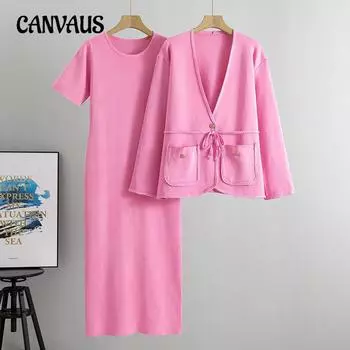 Женский свитер осень плюс размер повседневный свободный модный кардиган длинное платье костюм One Size розовый