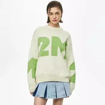 Женский свитер осень-зима с круглым вырезом и длинными рукавами S зелёный