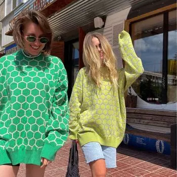 Женский свитер осень-зима с V-образным вырезом и длинным рукавом S