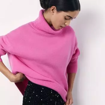 Женский свитер осень-зима в стиле кэжуал с высоким воротником и рукавами M