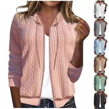 Женский свитер, осень-зима, вязаный пуловер с длинным рукавом и воротником, топы, свитер с капюшоном, свитер, пальто, куртки XL розовый