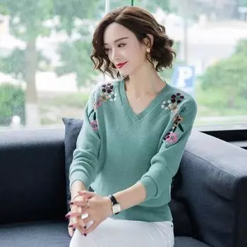 Женский свитер, осенне-зимние вязаные пуловеры, облегающие рубашки с v-образным вырезом, однотонные мягкие трикотажные джемперы, базовые свитера XS верблюд