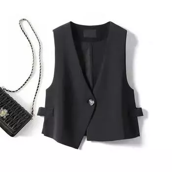 Женский свитер оверсайз в стиле преппи с буквенным лоскутным узором и V-образным вырезом, жилет-пуловер XXXL чёрный