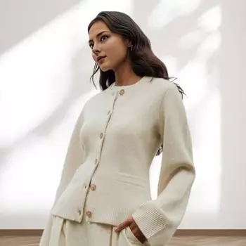 Женский свитер, пальто, круглый вырез, длинный рукав, однобортный, трикотажные топы, однотонный цвет S дубильная кора