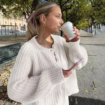 Женский свитер, пальто, круглый вырез, длинный рукав, однотонный кардиган на пуговицах, свитер, толстая теплая трикотажная верхняя одежда S красный