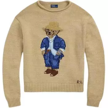 Женский свитер Polo Ralph Lauren свободного кроя с круглым вырезом и длинными рукавами, цвет хаки WMPOSWENC021152-270 M