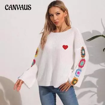 Женский свитер-пуловер больших размеров, свободный топ без бретелек на осень и зиму S белый