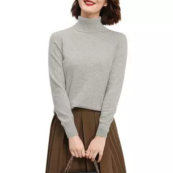 Женский свитер-пуловер с длинными рукавами и круглой горловиной, облегающий по фигуре One Size серый