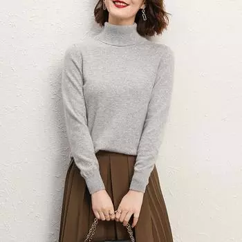 Женский свитер-пуловер с длинными рукавами и круглой горловиной, облегающий по фигуре One Size серый