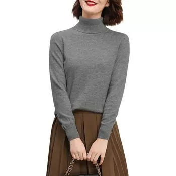 Женский свитер-пуловер с длинными рукавами и круглой горловиной, облегающий по фигуре One Size серый