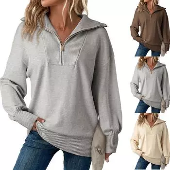 Женский свитер с цветными блоками и длинными рукавами, украшенный узором по верхнему краю L чёрный