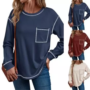 Женский свитер с цветными блоками и длинными рукавами, украшенный узором по верхнему краю S чёрный