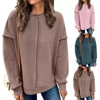 Женский свитер с цветными блоками и длинными рукавами, украшенный узором по верхнему краю L зелёный