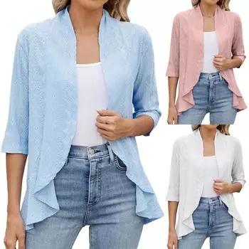 Женский свитер с цветными блоками и длинными рукавами, украшенный узором по верхнему краю S белый