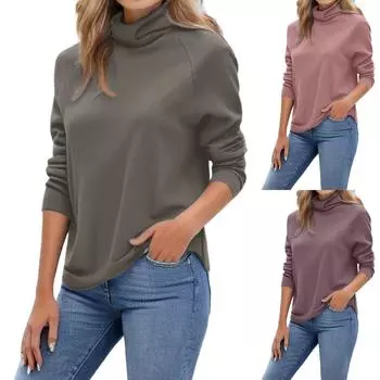 Женский свитер с цветными блоками и длинными рукавами, украшенный узором по верхнему краю XS чёрный