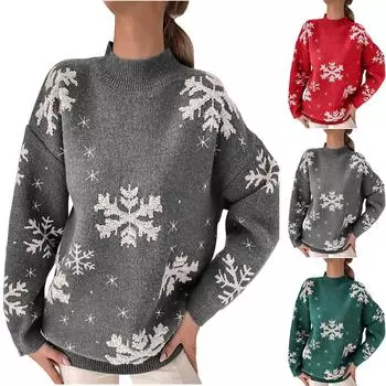 Женский свитер с цветными блоками в виде снежинок, трикотажные изделия, пуловеры в стиле пэчворк XL