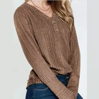 Женский свитер с длинным рукавом и V-образным вырезом, модный стиль, стильные женские трикотажные топы с V-образным вырезом, однотонные, с длинным рукавом S армия зеленый