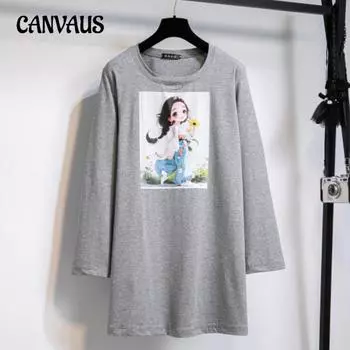 Женский свитер с длинным рукавом, весна-осень, большие размеры, повседневные топы и рубашки с принтом XL чёрный