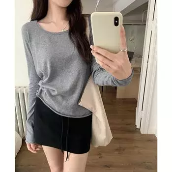 Женский свитер с длинными рукавами, подвернутым краем и низом, новый, для отдыха и ленивой погоды, верхняя часть футболки S