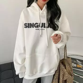 Женский свитер с капюшоном, свободный, осенне-зимний, корейская версия нового женского студенческого топа, женская одежда M