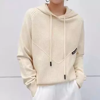 Женский свитер с капюшоном, свободный свитер в стиле ленивой моды для осени и зимы, трикотажная одежда с длинными рукавами в иностранном стиле One size чёрный