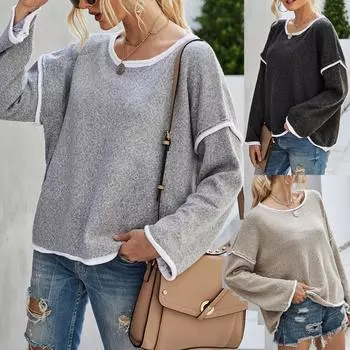 Женский свитер с круглым вырезом, большой размер, свитер с кисточками на спине XL хаки