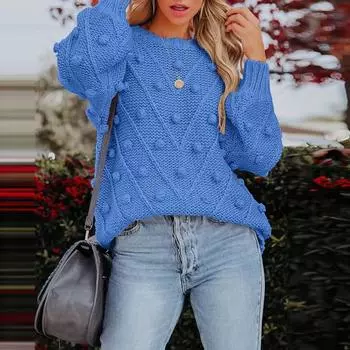 Женский свитер с круглым вырезом и длинным рукавом, жаккардовый декор, трикотажные топы, однотонный свободный джемпер S хаки