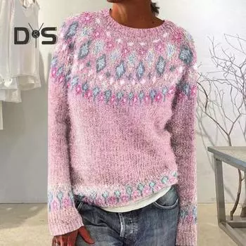 Женский свитер с круглым вырезом и длинным рукавом с 3D-цифровым принтом, трикотажные топы свободного кроя, повседневная трикотажная одежда для работы и вечеринок XL белый