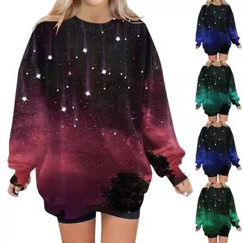 Женский свитер с круглым вырезом и длинными рукавами с рождественским принтом, худи XXL фиолетовый