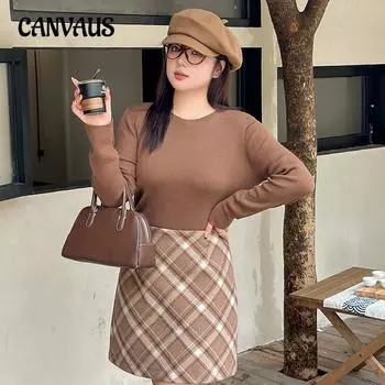 Женский свитер с круглым вырезом и длинными рукавами больших размеров на осень XL чёрный