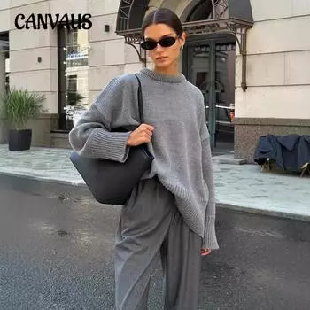 Женский свитер с круглым вырезом, однотонный повседневный свитер с круглым вырезом на осень и зиму S белый