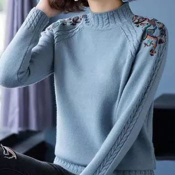 Женский свитер с круглым вырезом, осенне-зимний базовый пуловер, теплые повседневные свитера, корейские джемперы с длинными рукавами, однотонный трикотаж, нижняя рубашка S кофейный