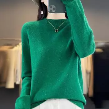 Женский свитер с круглым вырезом Qinghe кашемир 30% кашемир 70% шерсть женский осенне-зимний кашемировый свитер мягкая теплая золотая пряжа L бежевый