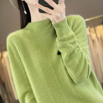 Женский свитер с круглым вырезом Qinghe кашемир 30% кашемир 70% шерсть женский осенне-зимний кашемировый свитер мягкий и теплый L бежевый